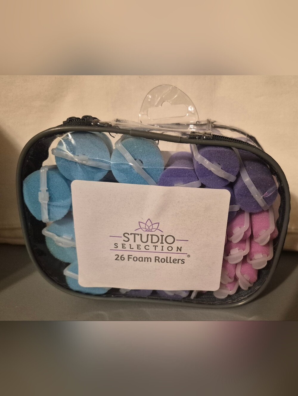 26-Pack Foam Hair Rollers - Blue, Purple, Pink